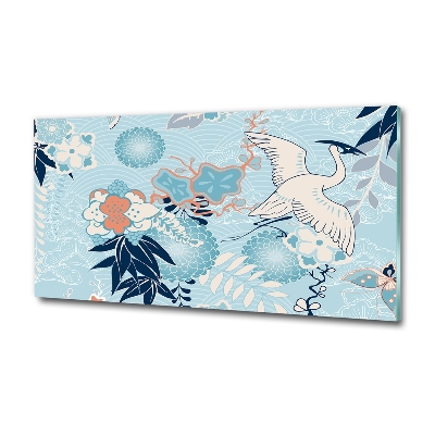 Bild auf glas Kranich und Blumen