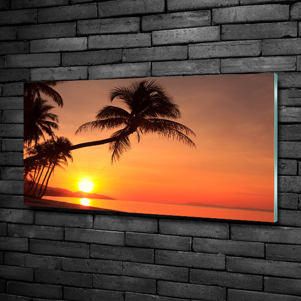 Glasbild Sunset Beach