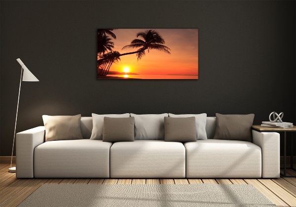 Glasbild Sunset Beach