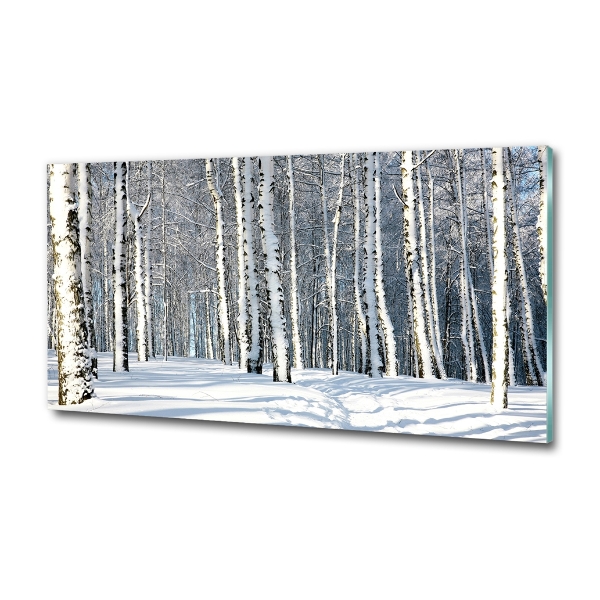 Glasbild Wald im Winter