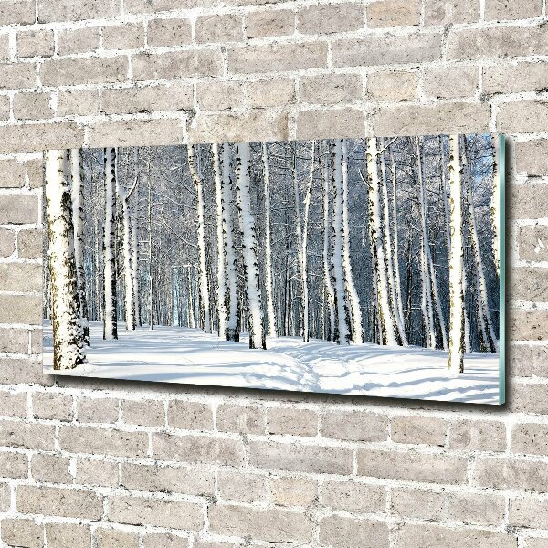 Glasbild Wald im Winter