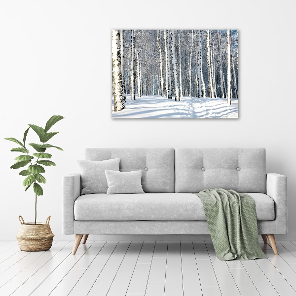 Glasbild Wald im Winter