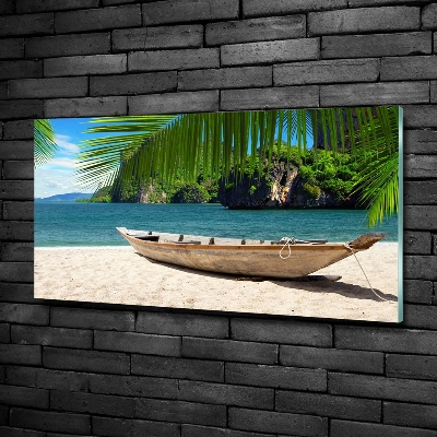 Bild auf glas Ein Boot am Strand