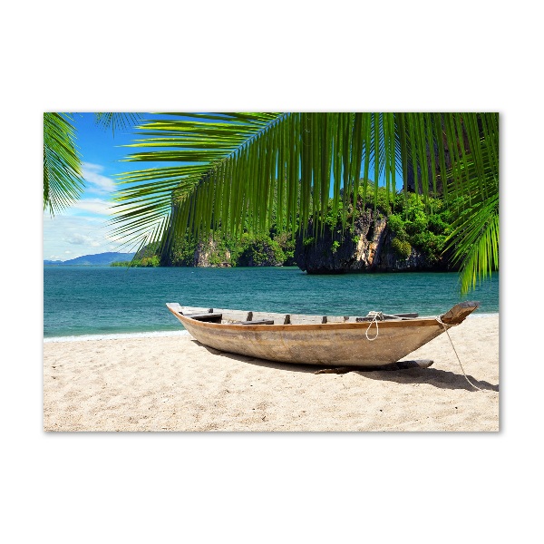 Bild auf glas Ein Boot am Strand