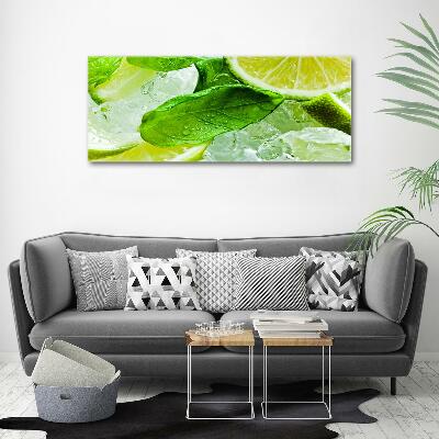 Glasbild Limette mit Eis