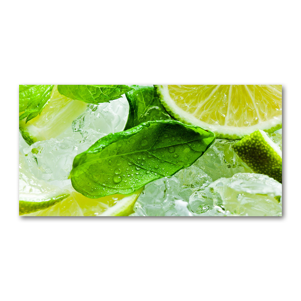 Glasbild Limette mit Eis
