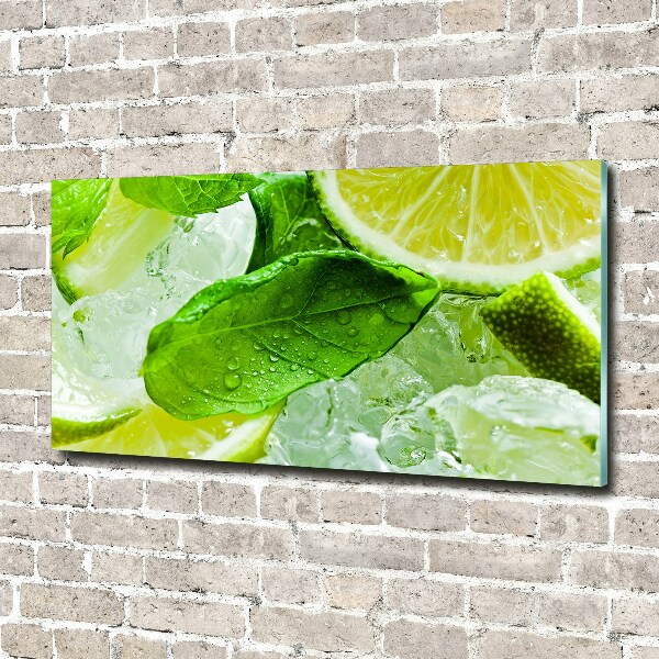 Glasbild Limette mit Eis