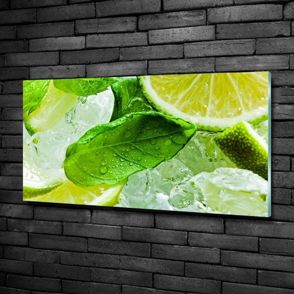 Glasbild Limette mit Eis