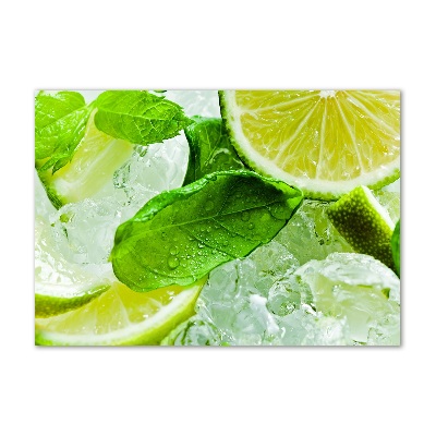 Glasbild Limette mit Eis
