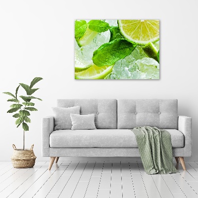 Glasbild Limette mit Eis