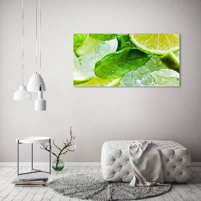 Glasbild Limette mit Eis