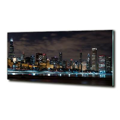 Foto glasbild Chicago bei Nacht