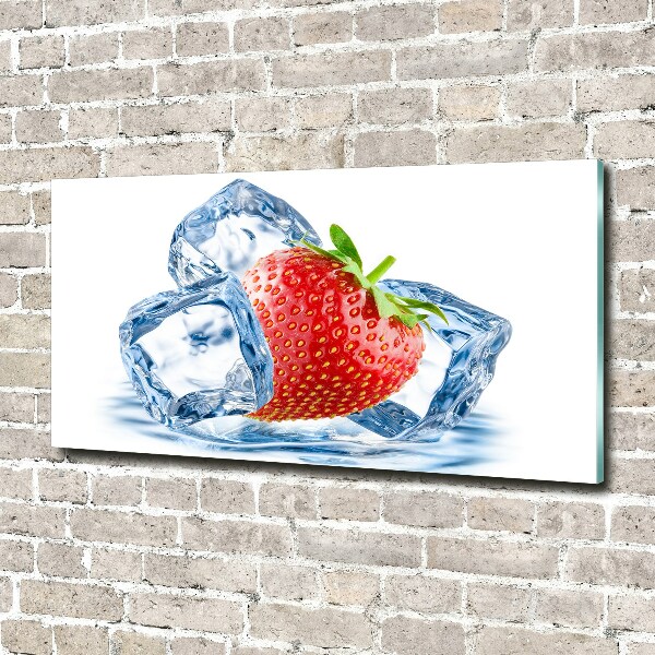 Glasbild Erdbeere mit Eis