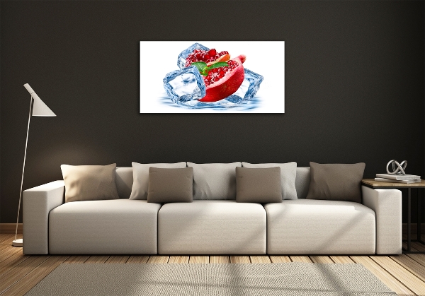 Foto glasbild Granatapfel mit Eis