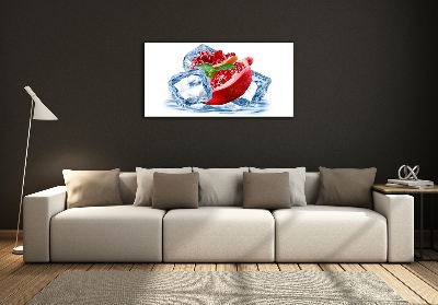 Foto glasbild Granatapfel mit Eis