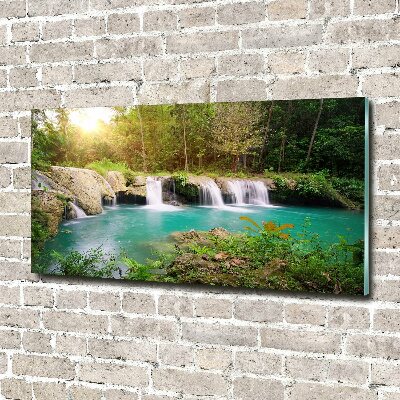 Foto glasbild Wasserfall im Wald