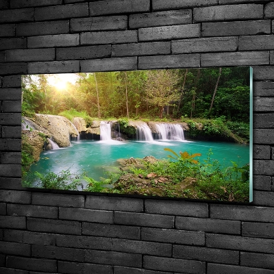 Foto glasbild Wasserfall im Wald