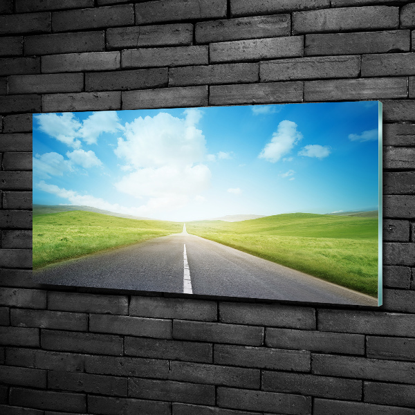 Glasbild Der Weg durch die Wiese