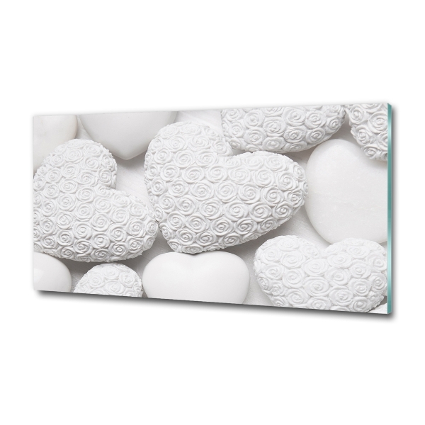 Glasbild Weißer Herz-Hintergrund