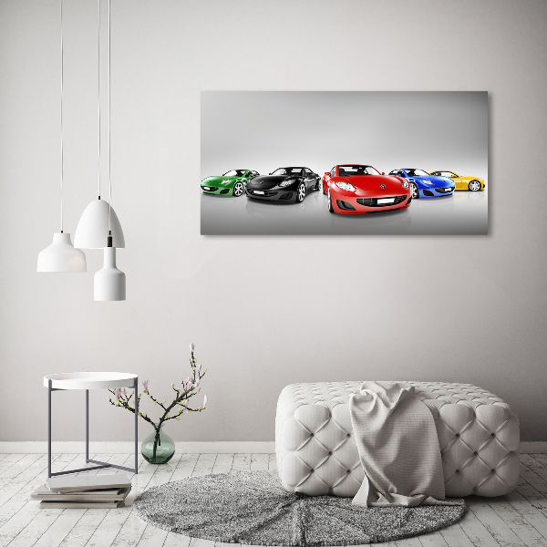 Glasbild Bunte Autos