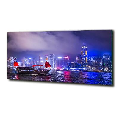 Bild auf glas Hongkong bei Nacht