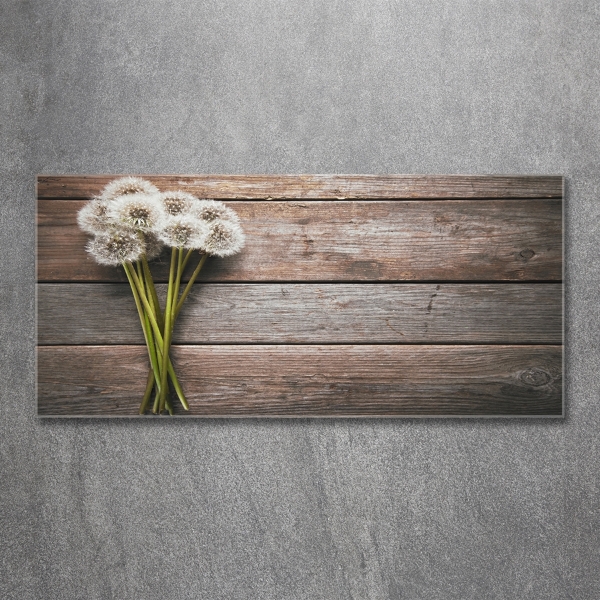 Glasbild Löwenzahnholz