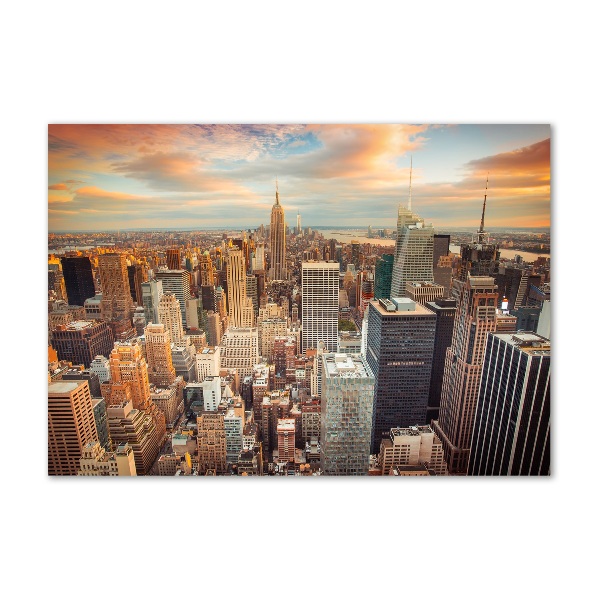 Glasbild New York aus der Vogelperspektive