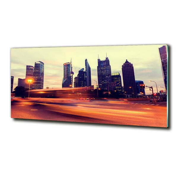 Bild auf glas Shanghai bei Nacht