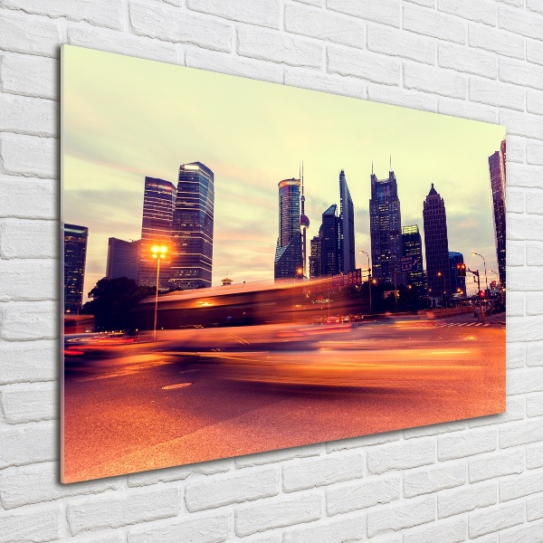 Bild auf glas Shanghai bei Nacht
