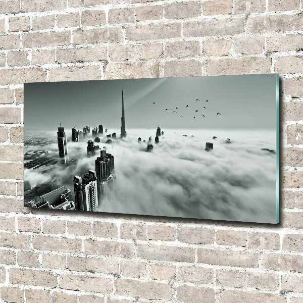 Glasbild Nebel über Dubai