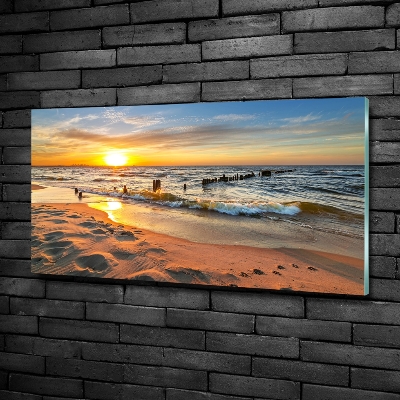 Glasbild Sunset Beach