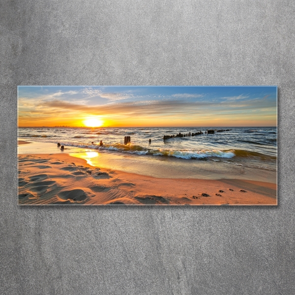 Glasbild Sunset Beach