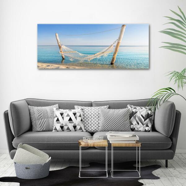 Foto glasbild Hängematte am Meer