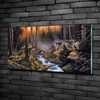 Bild auf glas Ein Wolfsrudel