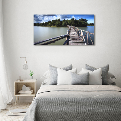 Foto glasbild Holzbrücke