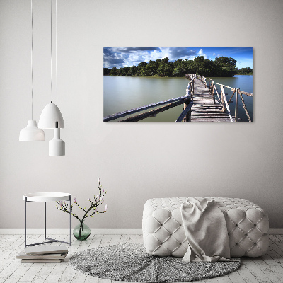 Foto glasbild Holzbrücke