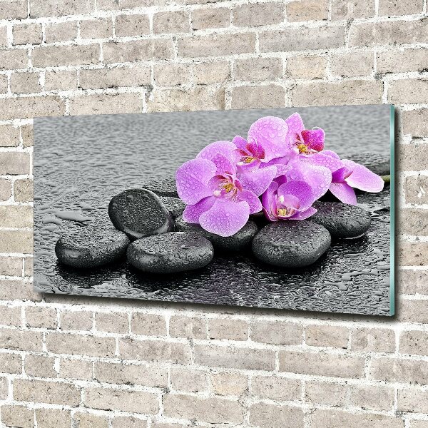 Foto glasbild Orchideensteine