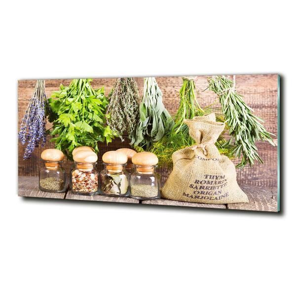 Foto glasbild Kräuter an einer Schnur