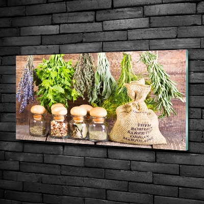 Foto glasbild Kräuter an einer Schnur