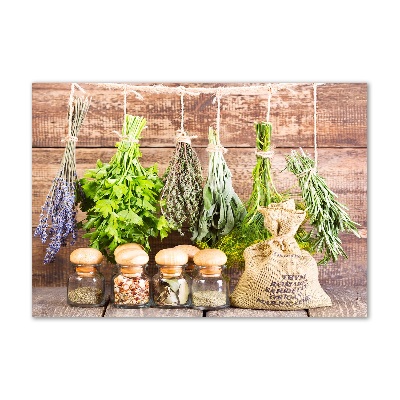 Foto glasbild Kräuter an einer Schnur