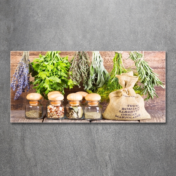 Foto glasbild Kräuter an einer Schnur