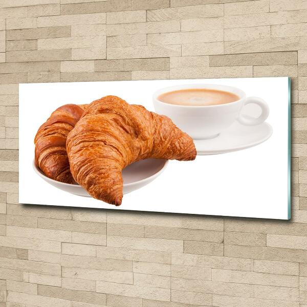 Foto glasbild Croissants und Kaffee