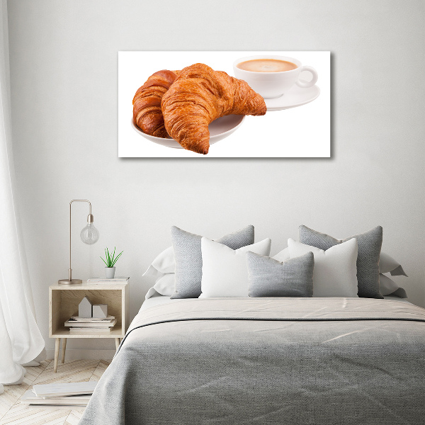 Foto glasbild Croissants und Kaffee