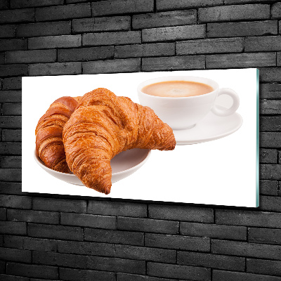 Foto glasbild Croissants und Kaffee