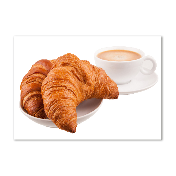 Foto glasbild Croissants und Kaffee