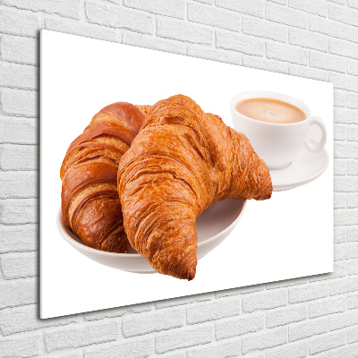 Foto glasbild Croissants und Kaffee