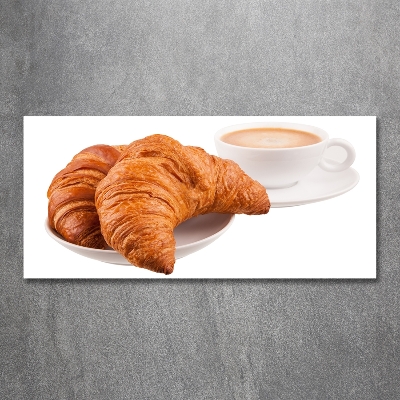Foto glasbild Croissants und Kaffee
