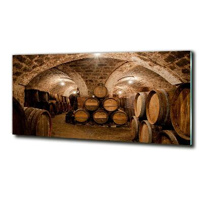 Foto glasbild Fässer im Weinberg