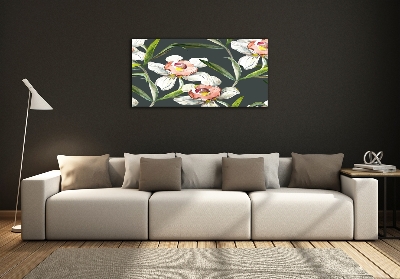 Glasbild Blumenmuster