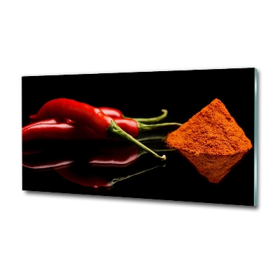 Foto glasbild Chili und Cayennepfeffer